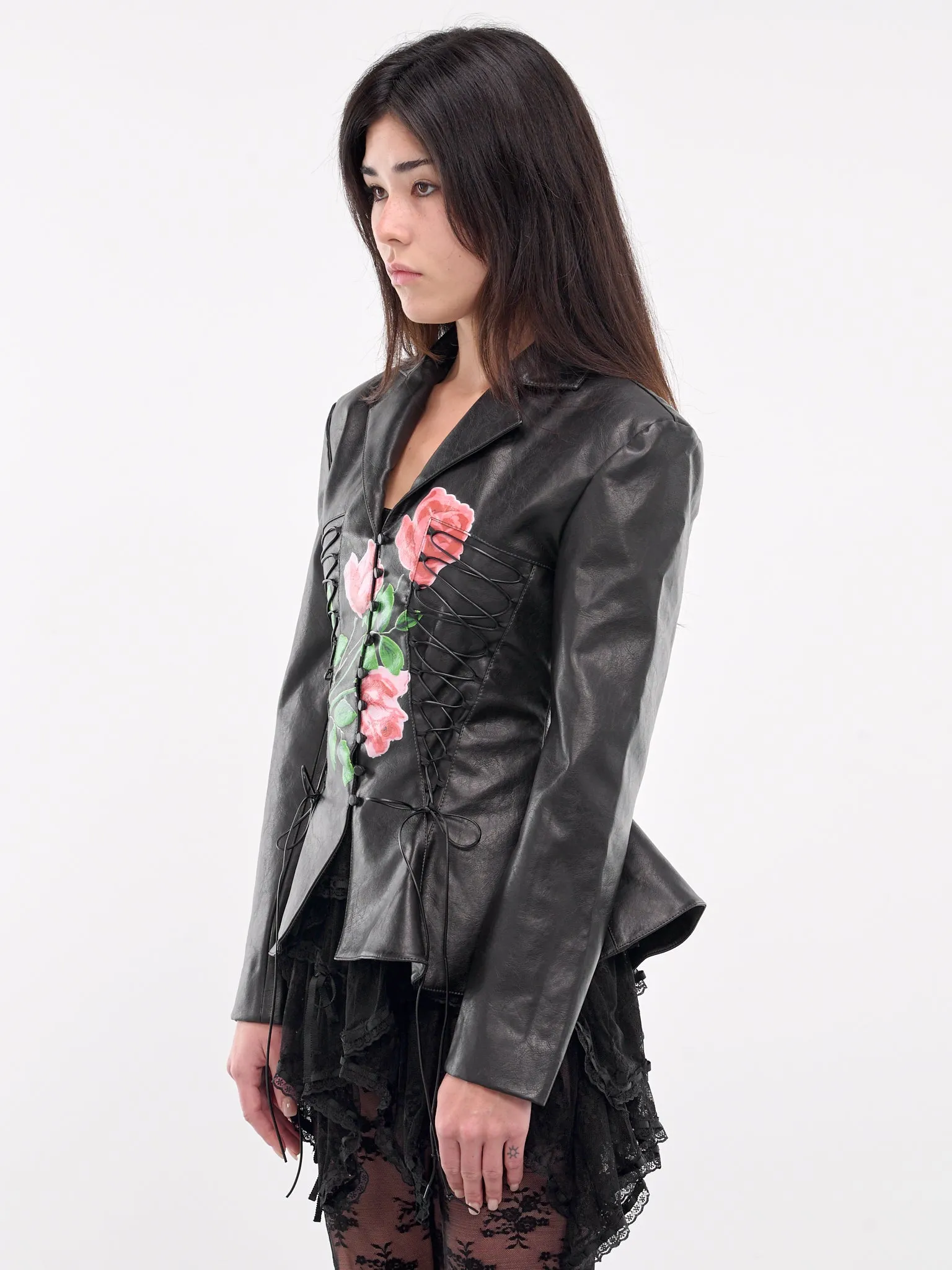 Rose Faux Leather Jacket (00JK11-BLACK)