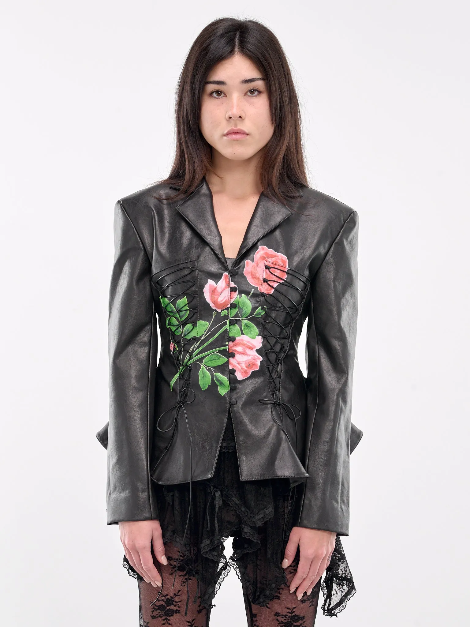 Rose Faux Leather Jacket (00JK11-BLACK)