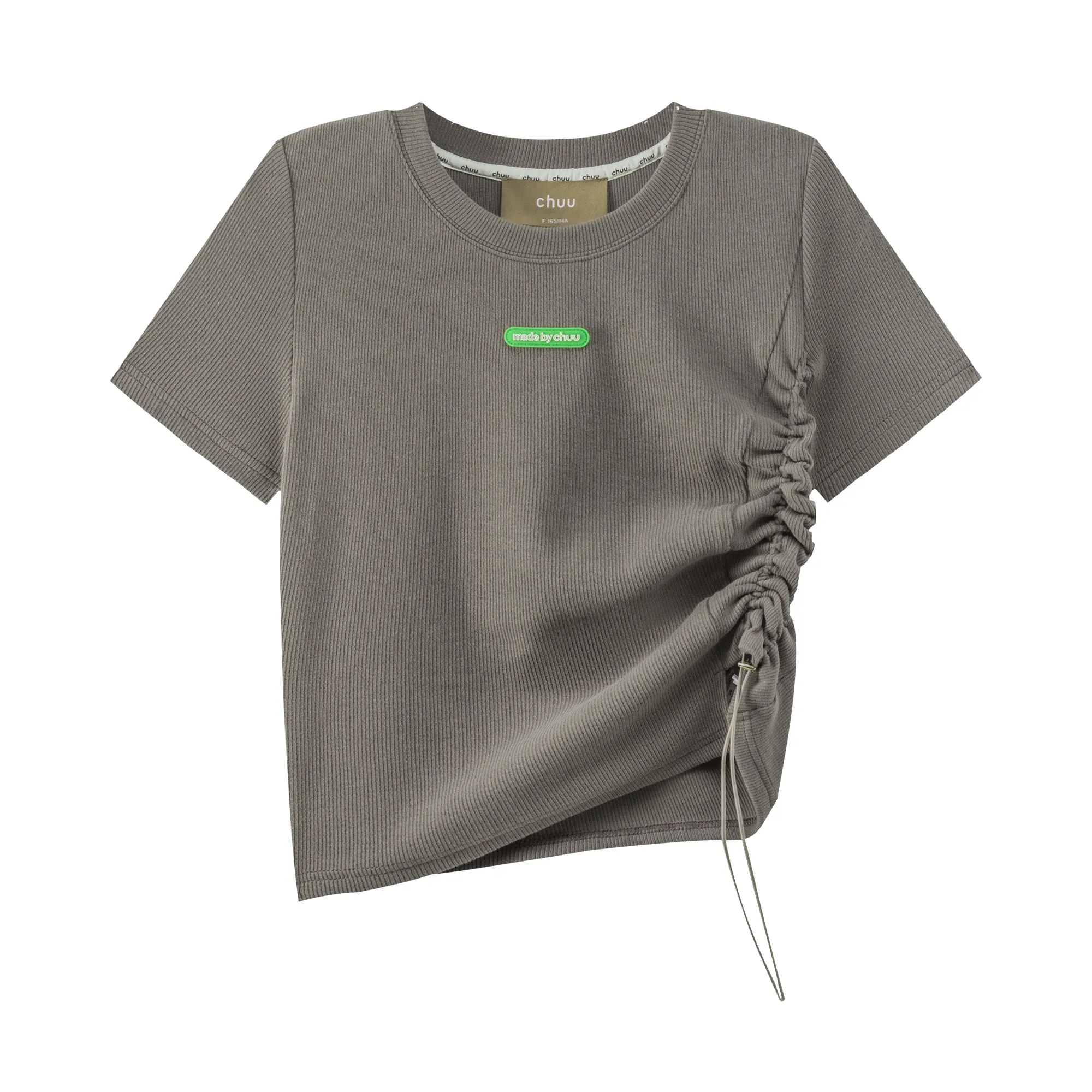 Shirring Unbalanced Crop T-Shirt