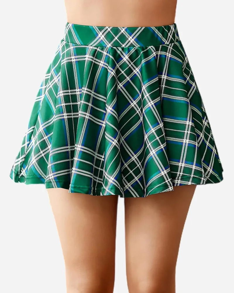 Solid Color High Waist A Line Skirt