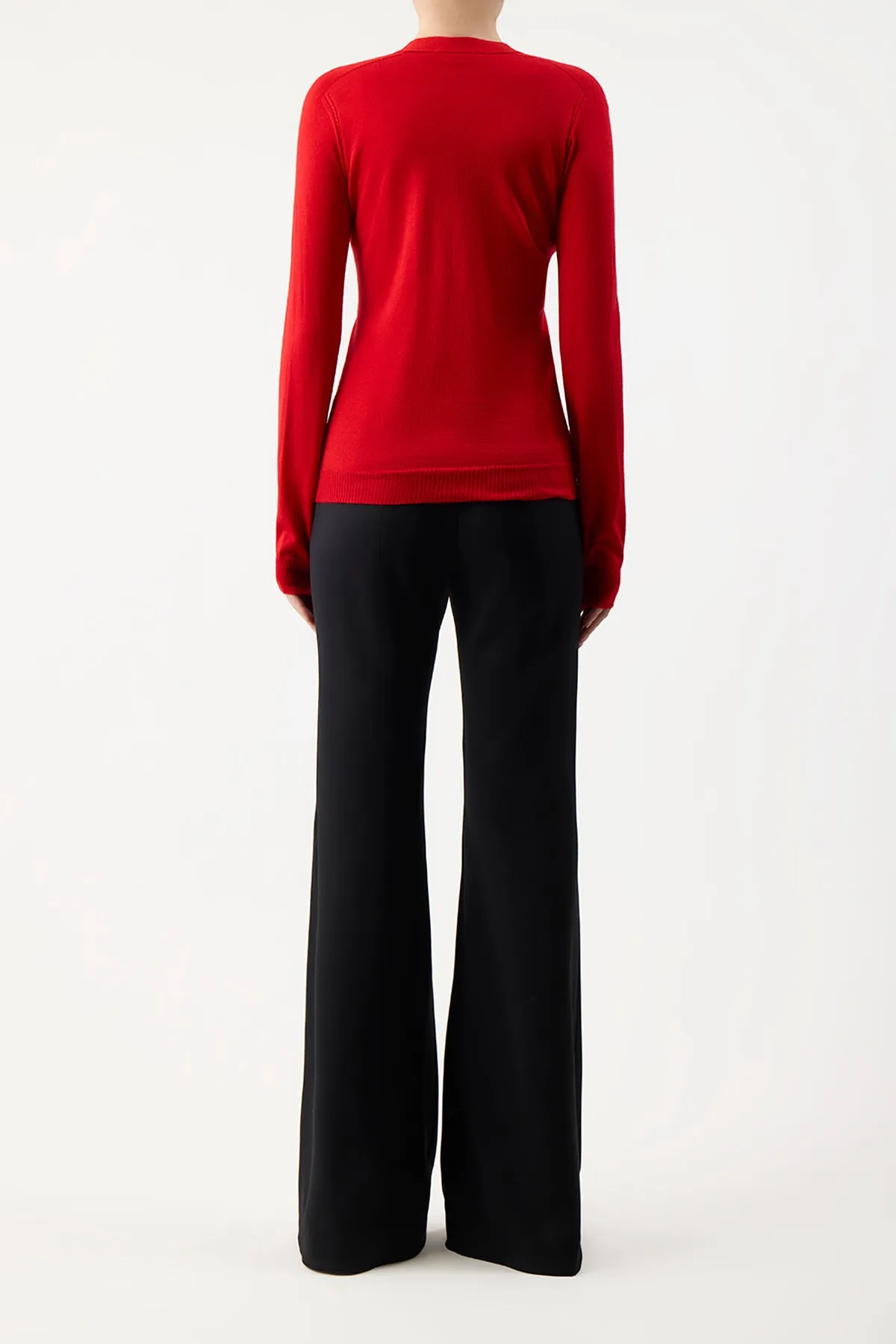 Tori Knit Cardigan in Red Topaz Cashmere Silk