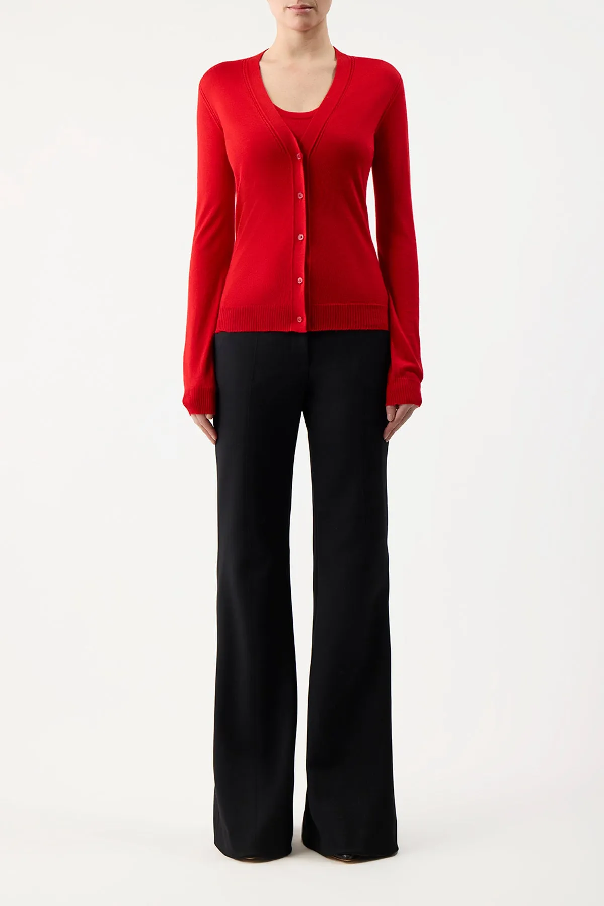 Tori Knit Cardigan in Red Topaz Cashmere Silk