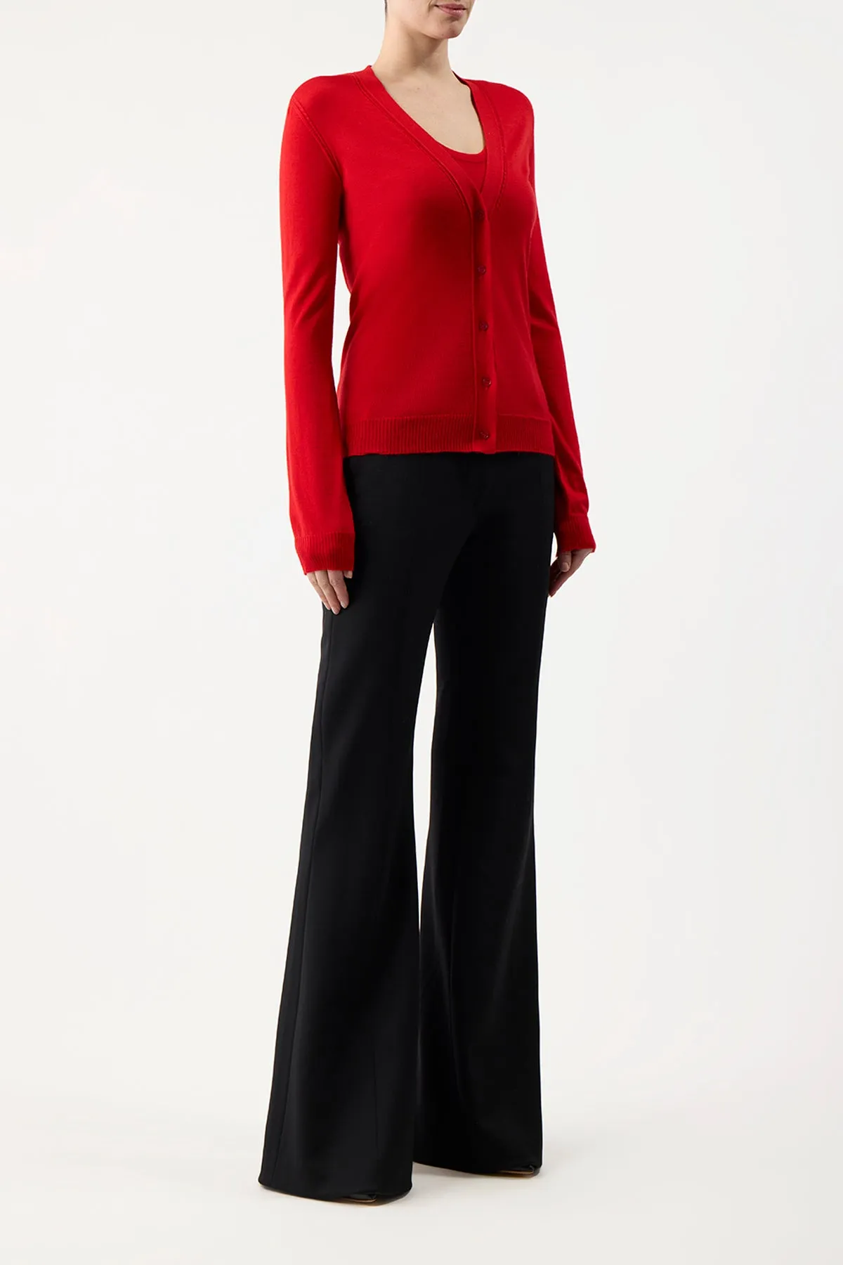 Tori Knit Cardigan in Red Topaz Cashmere Silk