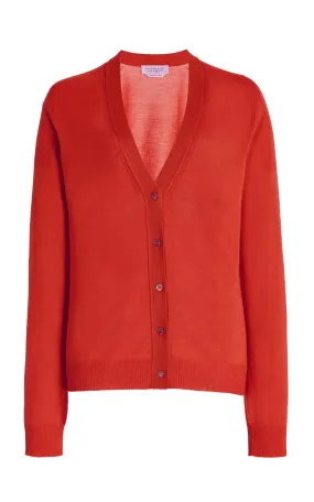 Tori Knit Cardigan in Red Topaz Cashmere Silk