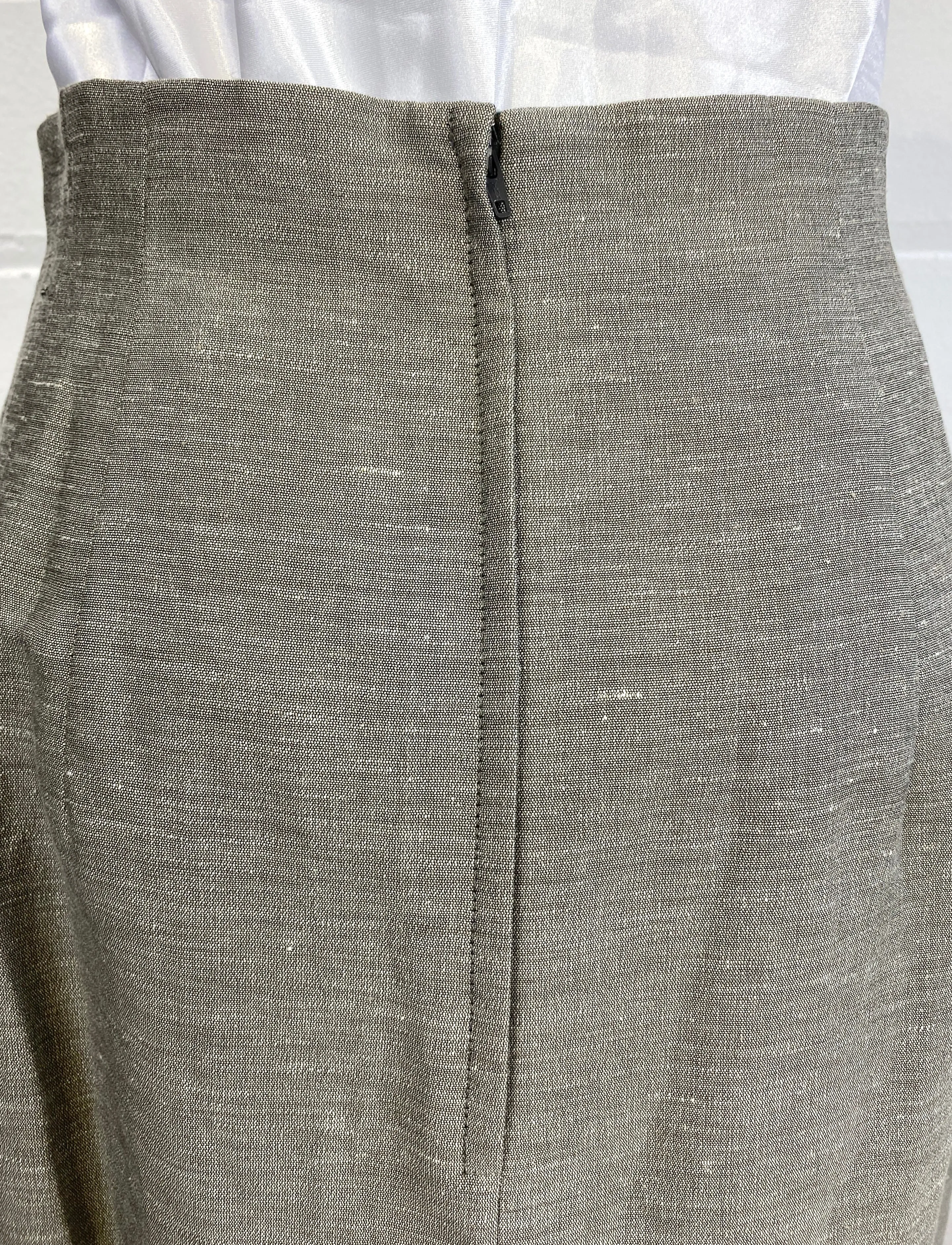 Vintage 1980s/90s Sunny Choi Grey Linen Pencil Skirt, Small