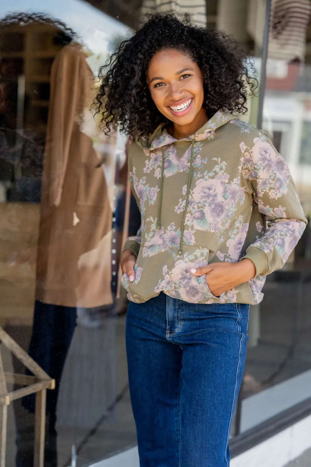 Vintage Floral Hooded Sweatshirt