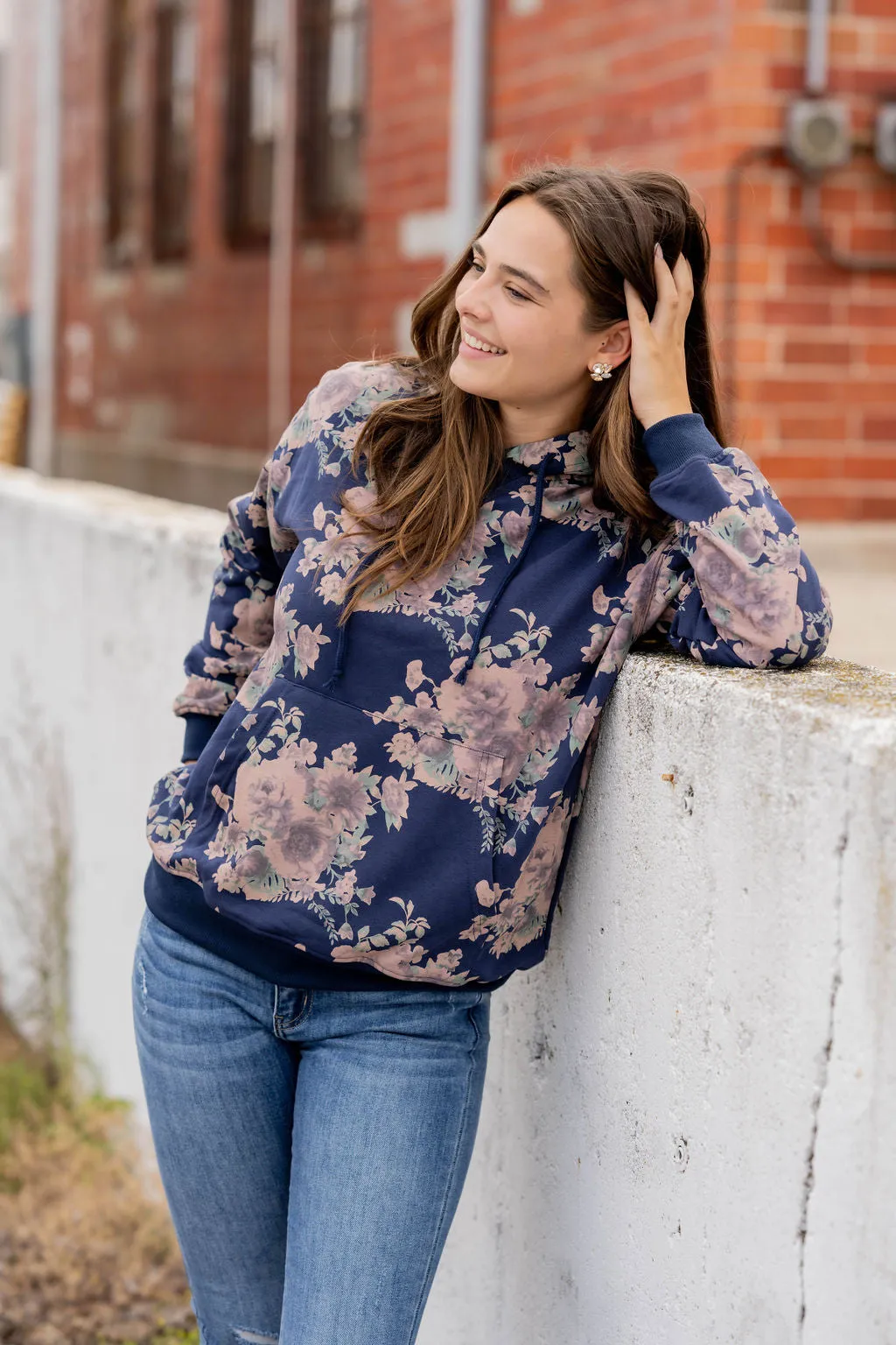 Vintage Floral Hooded Sweatshirt