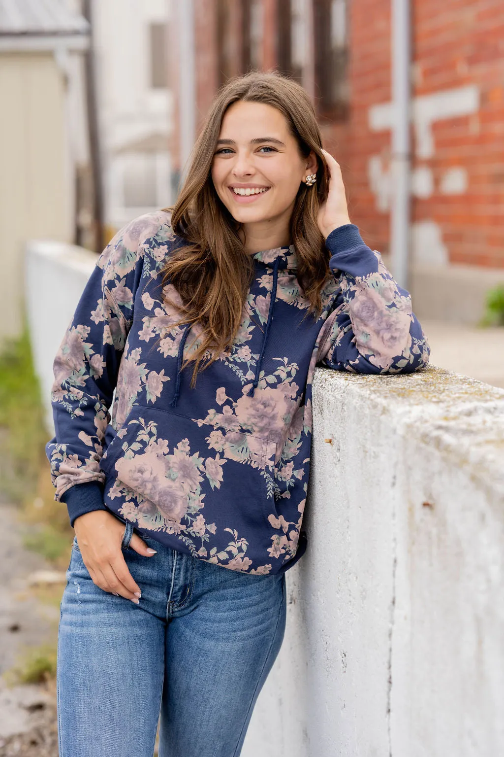 Vintage Floral Hooded Sweatshirt