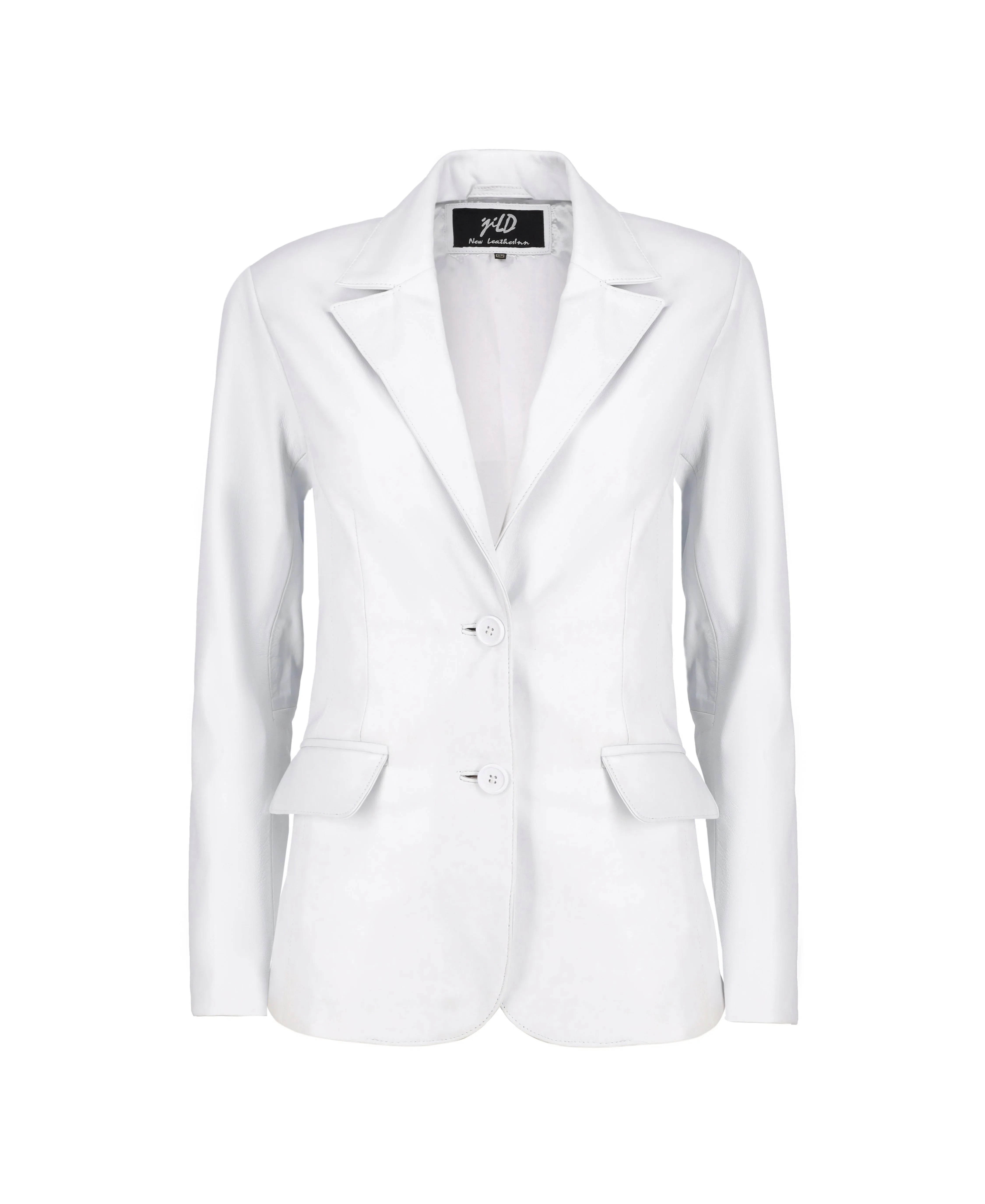 Women's Jild Classic Lambskin White Leather Blazer